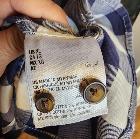 Club Room Men's Blue Tartan Plaid Classic Fit Button Down Shirt Size XL - Picture 4 of 4